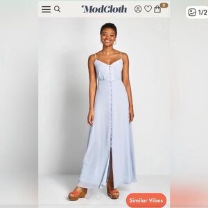 NWT ModCloth Soft Blue Button-Front Maxi Dress